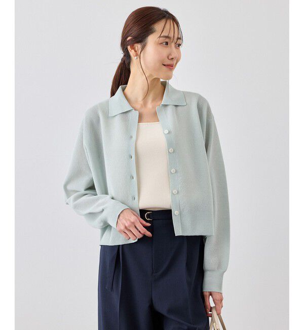 Rope&rsquo;Picnic「スポンジシアーポロカーディガン/イージーケア」|カーディガン|