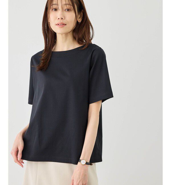 Rope&rsquo;Picnic「60シルケットボートネックハーフスリーブジャケットインナー」|Tシャツ・カットソー|