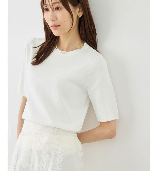 Rope&rsquo;Picnic「60シルケットボートネックハーフスリーブジャケットインナー」|Tシャツ・カットソー|