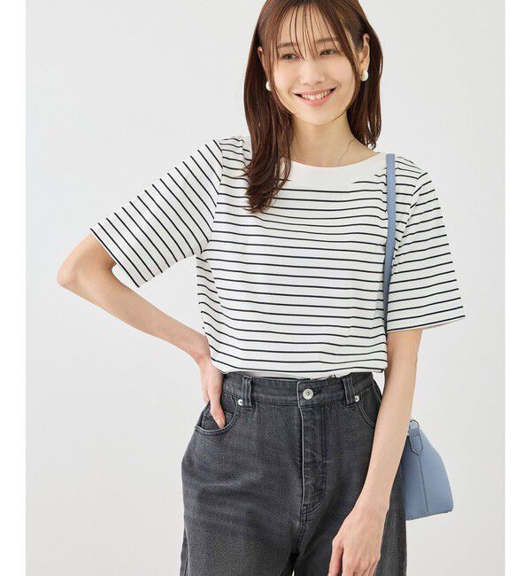 Rope&rsquo;Picnic「60シルケットボートネックハーフスリーブジャケットインナー」|Tシャツ・カットソー|