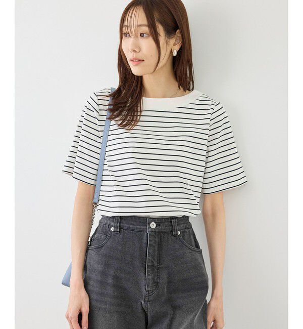 Rope&rsquo;Picnic「60シルケットボートネックハーフスリーブジャケットインナー」|Tシャツ・カットソー|