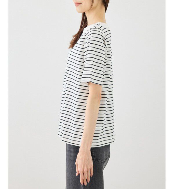 Rope&rsquo;Picnic「60シルケットボートネックハーフスリーブジャケットインナー」|Tシャツ・カットソー|