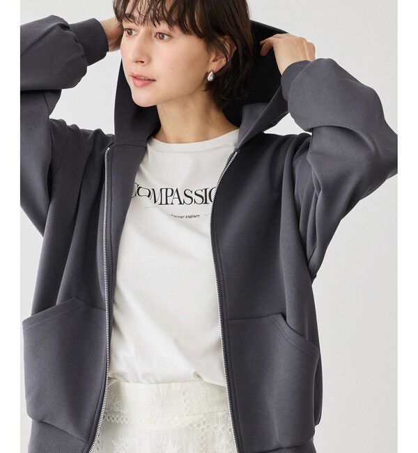 Rope&rsquo;Picnic「コクーンシルエットダブルジップフーディ」|パーカー|チャコール(06)