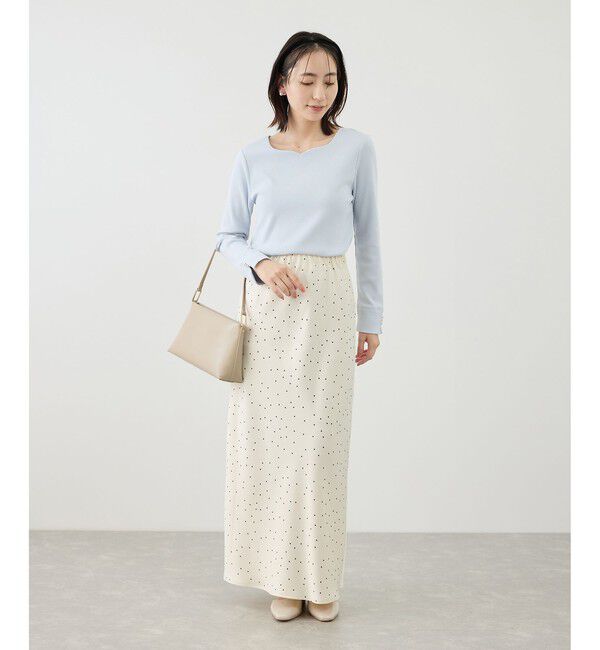 Rope&rsquo;Picnic「細見えバイアスサテンドットスカート」|スカート|