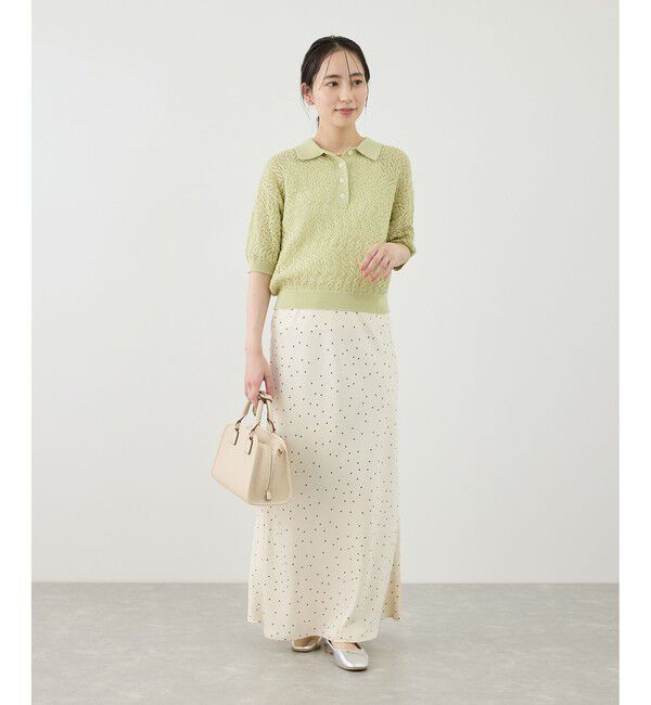 Rope&rsquo;Picnic「細見えバイアスサテンドットスカート」|スカート|