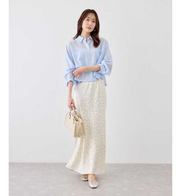 Rope&rsquo;Picnic「細見えバイアスサテンドットスカート」|スカート|