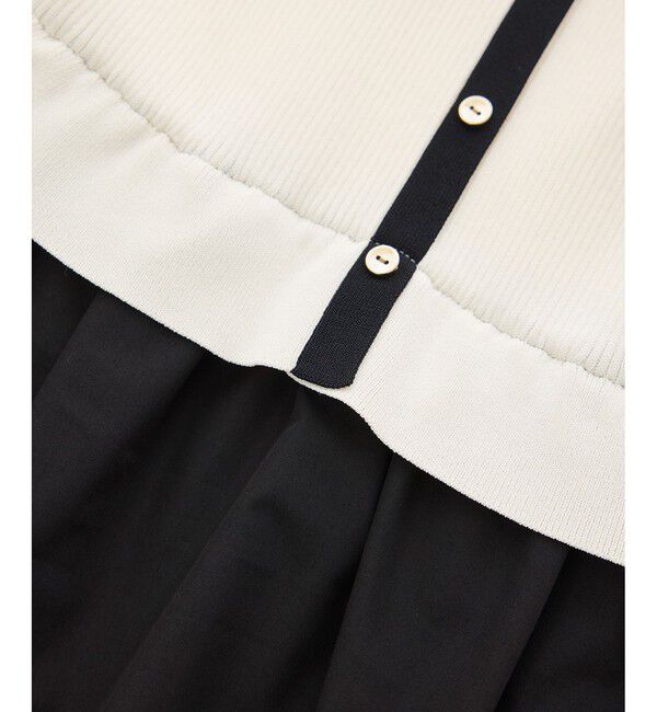 Rope&rsquo;Picnic「メタル釦布帛ドッキングハーフスリーブニットワンピース」|ワンピース|