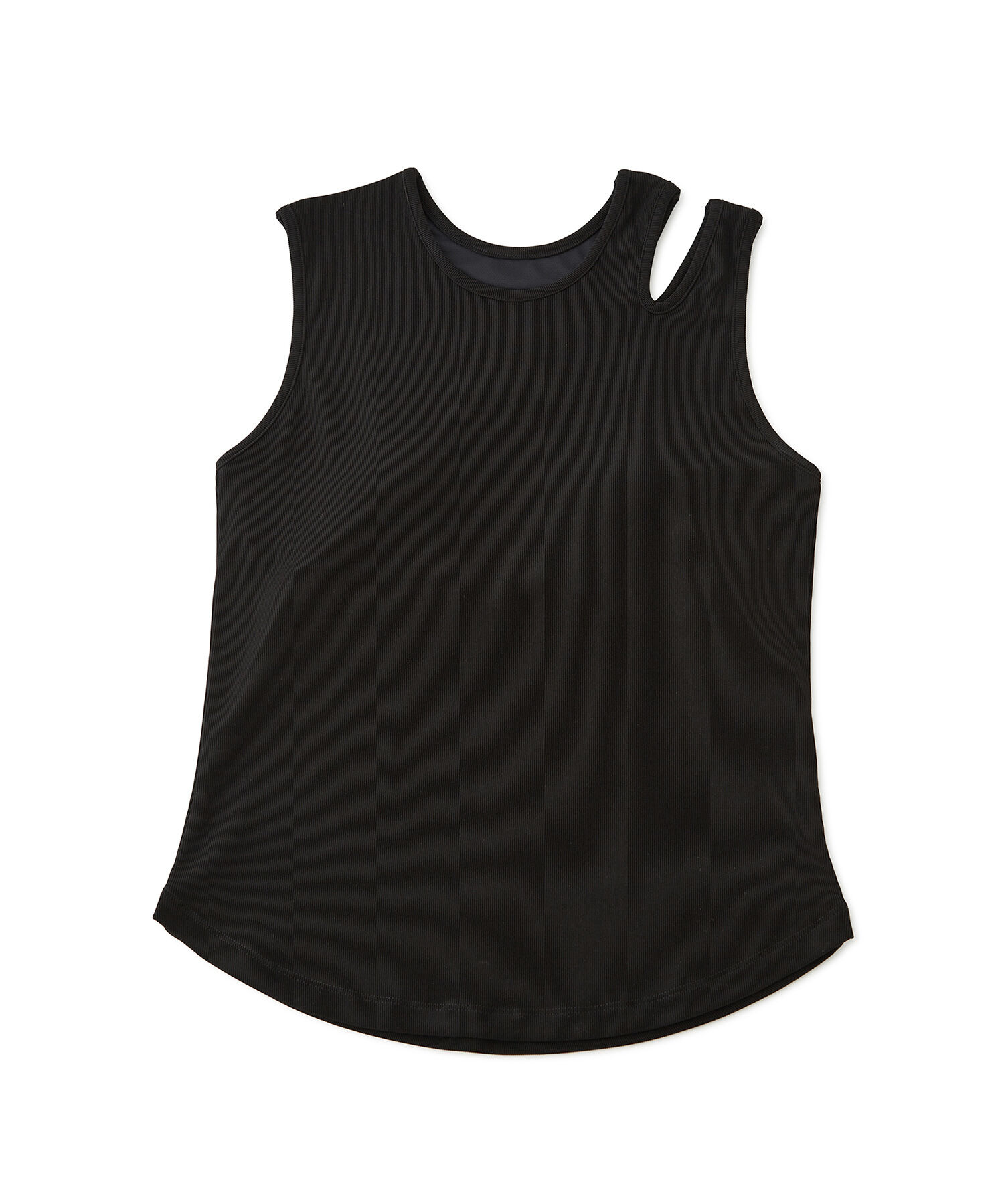 ADAM ET ROPE'「【接触冷感・洗える】カップ付きアシンメトリーカッティングタンク」|タンクトップ|