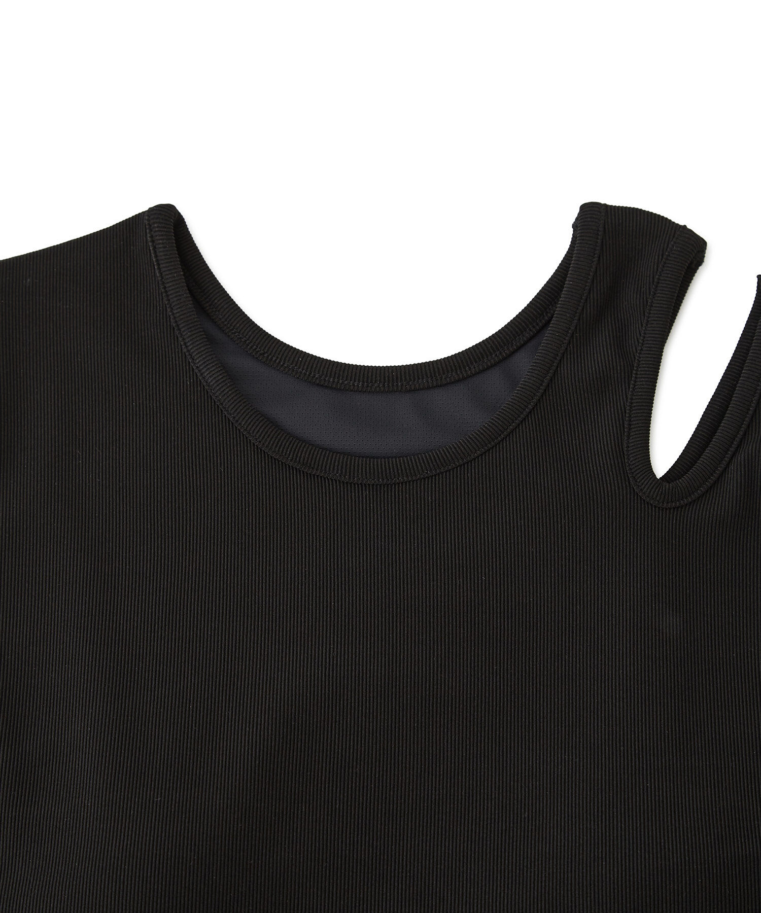 ADAM ET ROPE'「【接触冷感・洗える】カップ付きアシンメトリーカッティングタンク」|タンクトップ|