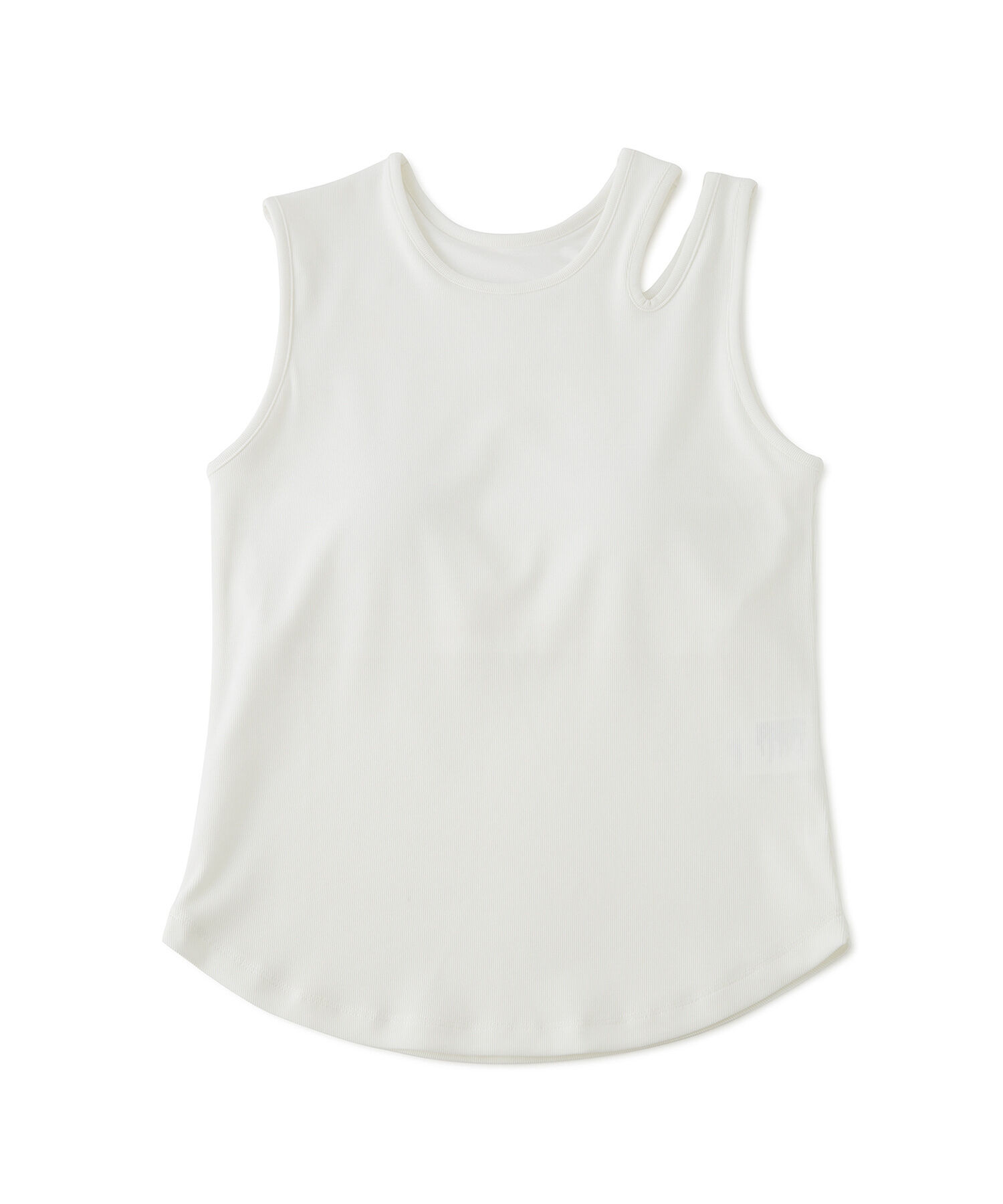 ADAM ET ROPE'「【接触冷感・洗える】カップ付きアシンメトリーカッティングタンク」|タンクトップ|