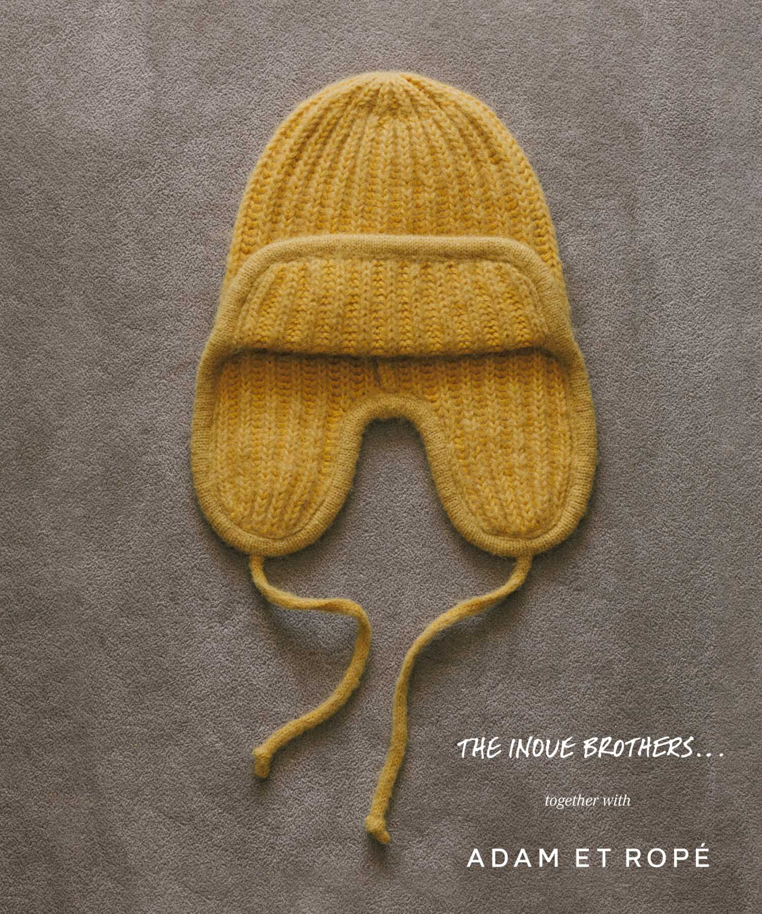 ADAM ET ROPE'「【THE INOUE BROTHERS together with ADAM ET ROPE'】EARMUFF RIB HAT / UNISEX」|ニット帽|イエロー(80)