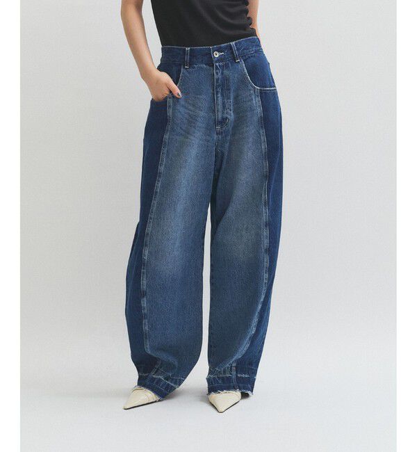 ADAM ET ROPE'「【サステナブル】リメイクライクコントラストデニム」|デニム|