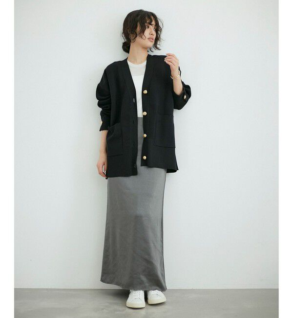 ADAM ET ROPE'「【サステナブル】ロゴボタンミドルカーディガン」|カーディガン|