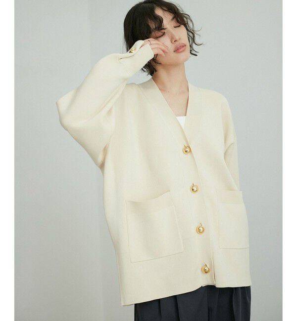 ADAM ET ROPE'「【サステナブル】ロゴボタンミドルカーディガン」|カーディガン|