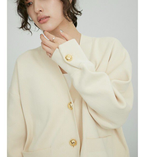 ADAM ET ROPE'「【サステナブル】ロゴボタンミドルカーディガン」|カーディガン|