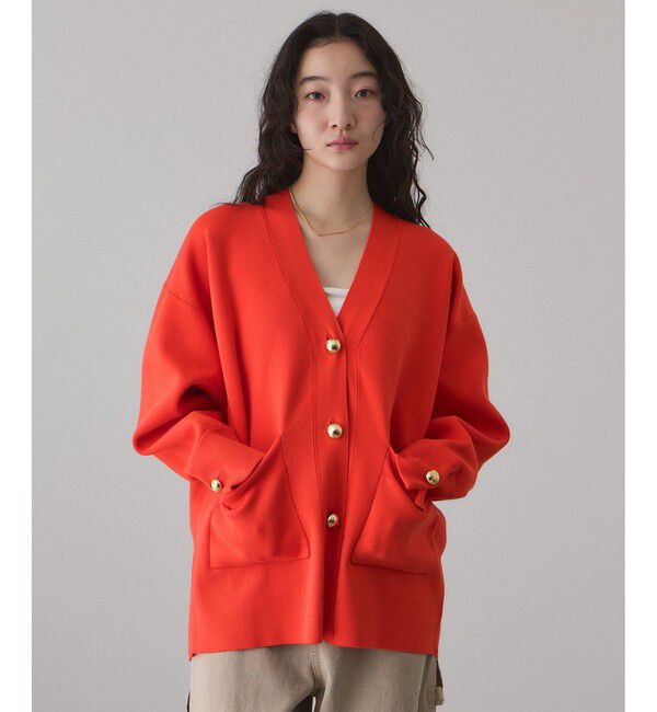 ADAM ET ROPE'「【サステナブル】ロゴボタンミドルカーディガン」|カーディガン|