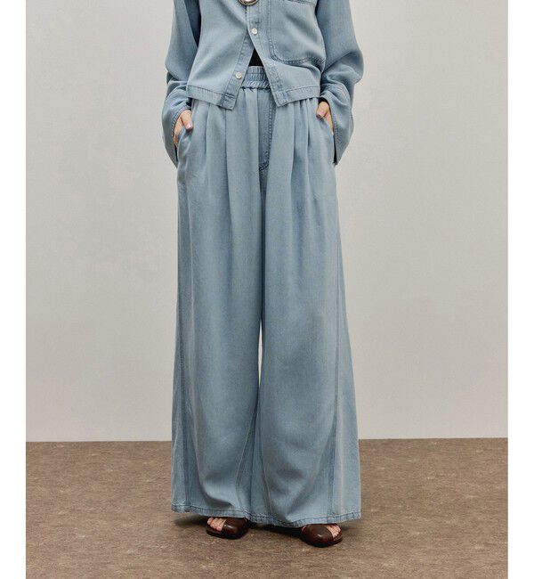 ADAM ET ROPE'「ライトデニムイージーパンツ」|デニム|サックス(48)