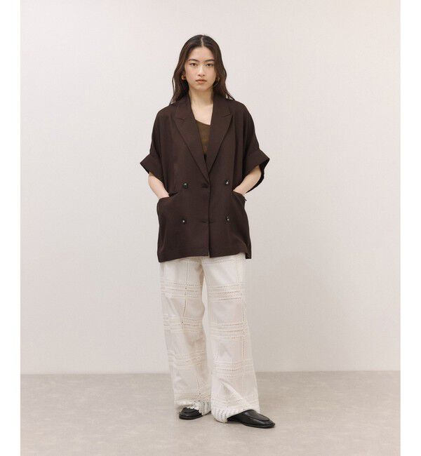 ADAM ET ROPE'「【サステナブル】ショートスリーブシャツジャケット」|テーラードジャケット|
