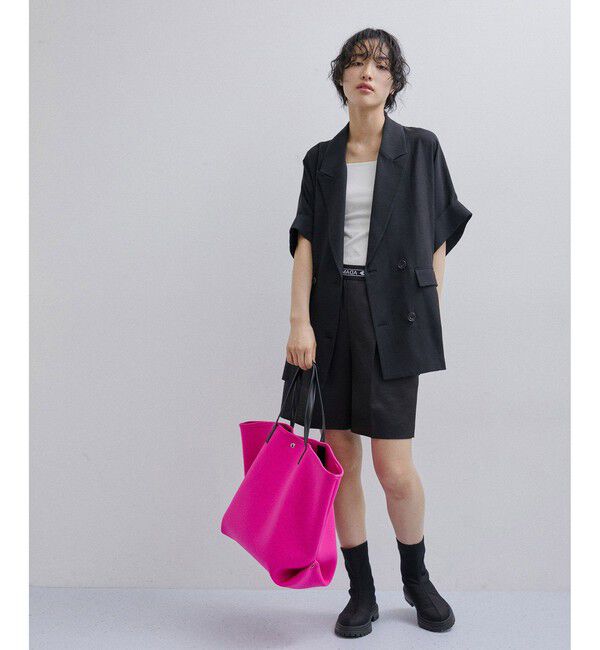 ADAM ET ROPE'「【サステナブル】ショートスリーブシャツジャケット」|テーラードジャケット|