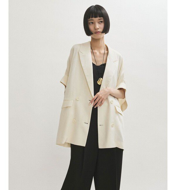 ADAM ET ROPE'「【サステナブル】ショートスリーブシャツジャケット」|テーラードジャケット|