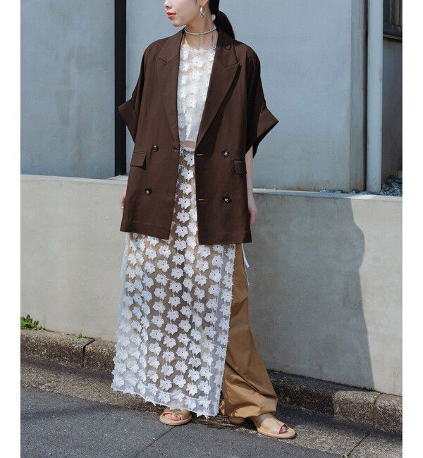 ADAM ET ROPE'「【サステナブル】ショートスリーブシャツジャケット」|テーラードジャケット|