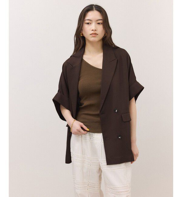 ADAM ET ROPE'「【サステナブル】ショートスリーブシャツジャケット」|テーラードジャケット|