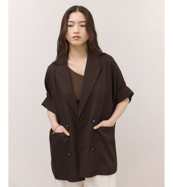 ADAM ET ROPE'「【サステナブル】ショートスリーブシャツジャケット」|テーラードジャケット|