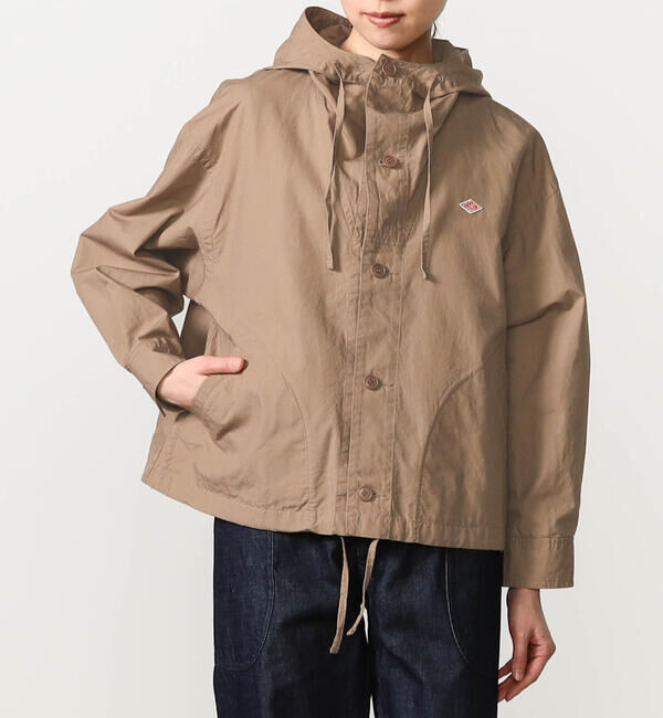 DANTON「DANTON | コットンリネンダンプ ショートフードジャケット WOMEN」|テーラードジャケット|