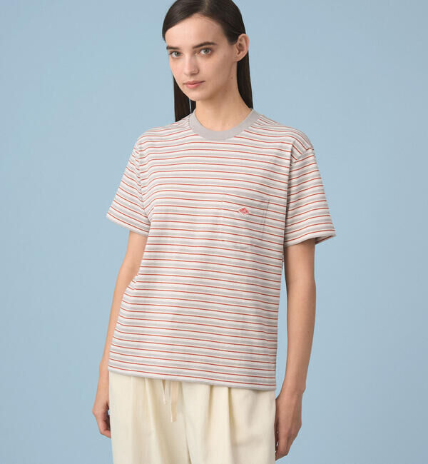 DANTON「DANTON | マルチボーダー ポケットクルーネックTシャツ WOMEN」|Tシャツ・カットソー|
