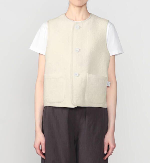 ORCIVAL「ORCIVAL | コットンポリジャカード トリミングベスト WOMEN」|ダウンベスト・ベスト|