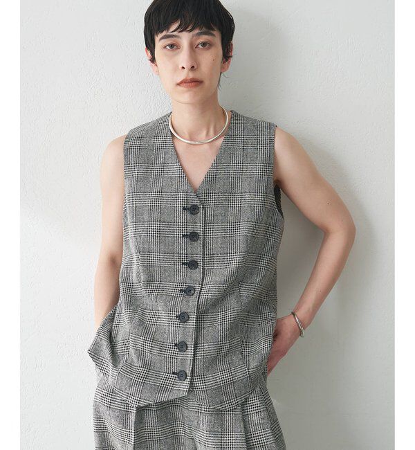  「ノーカラーベスト」|ベスト・ジレ|グレー