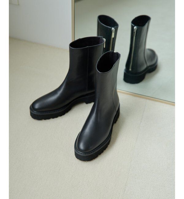 Hoaw.「【Hoaw.】バックZIPショートブーツ」|ショートブーツ|ブラック