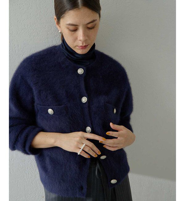  「ファーボタンジャケット」|ニット・セーター|