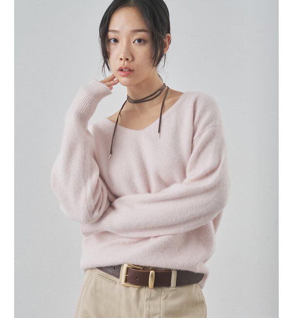  「フォックスウール Vネックプルオーバー」|ニット・セーター|ベビーピンク