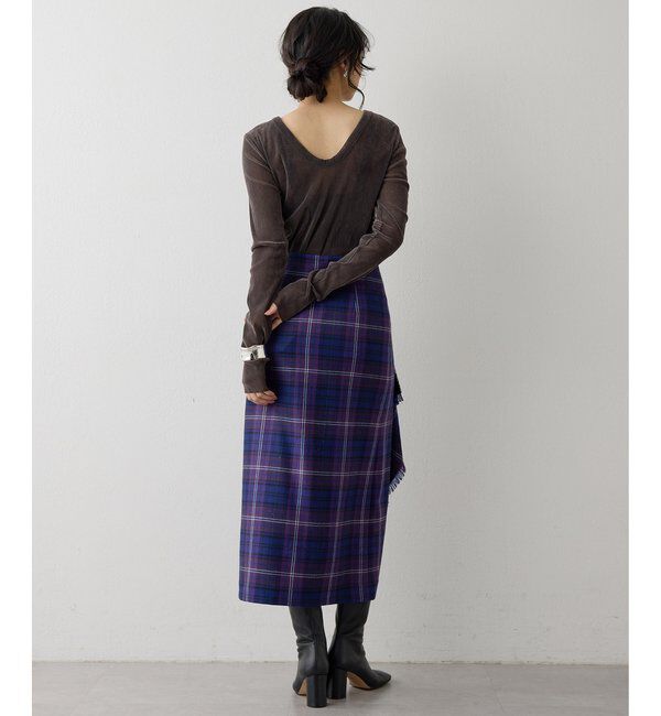  「チェックフリンジスカート」|スカート|