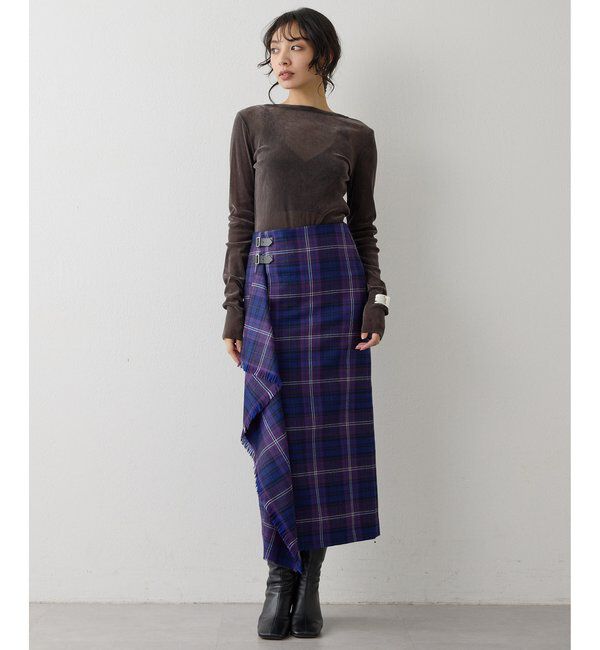  「チェックフリンジスカート」|スカート|