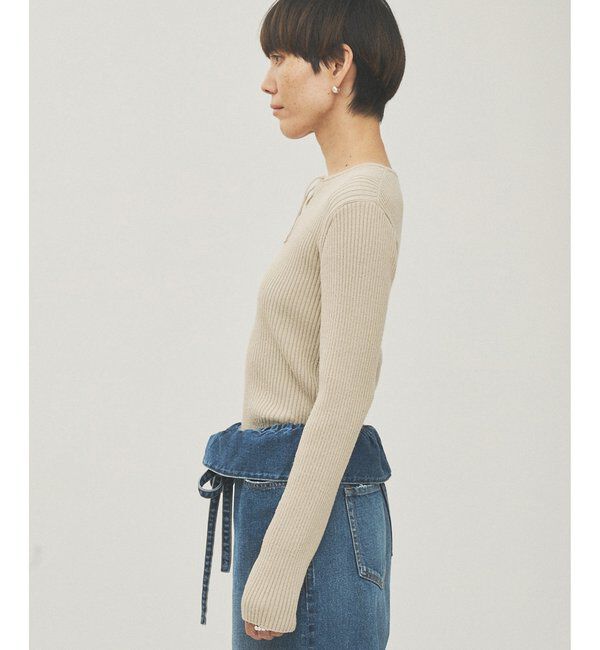  「RAW SILKレースアッププルオーバー」|ニット・セーター|