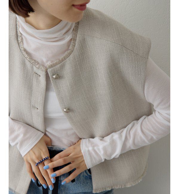 THE PAUSE「【THE PAUSE】ツイードショートジレ」|ベスト・ジレ|