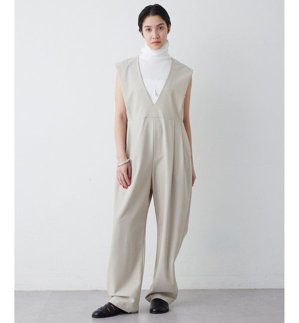 THE PAUSE「【THE PAUSE】ドレープジャンプスーツ」|ワンピース|ベージュ