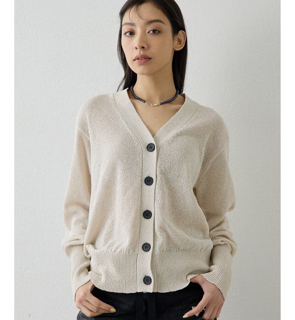  「Vネックペーパーヤーンカーディガン」|ニット・セーター|