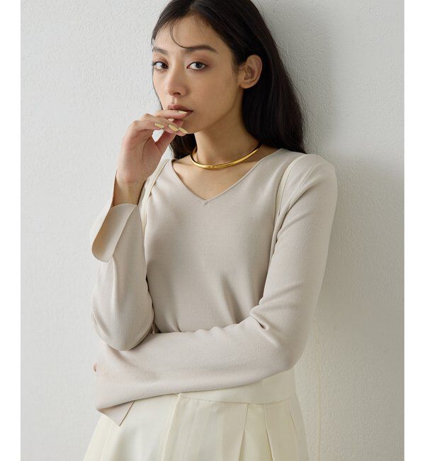  「2wayスムースプルオーバー」|ニット・セーター|ベージュ
