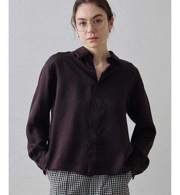 Drawing Numbers「【Drawing Numbers】キュプラロングスリーブシャツ」|シャツ・ブラウス|ブラウン