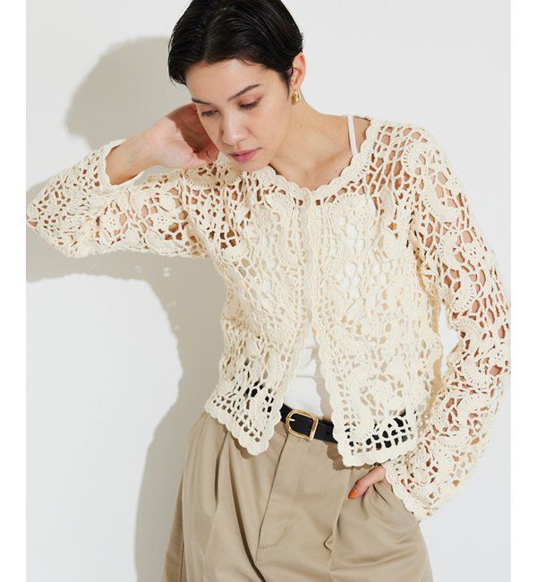 THE PAUSE「【THE PAUSE】クロシェニットカーディガン」|ニット・セーター|