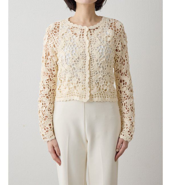 THE PAUSE「【THE PAUSE】クロシェニットカーディガン」|ニット・セーター|