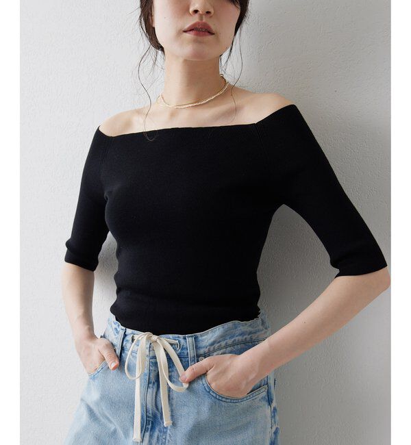 THE PAUSE「【THE PAUSE】オフショルハーフスリーブプルオーバー」|ニット・セーター|