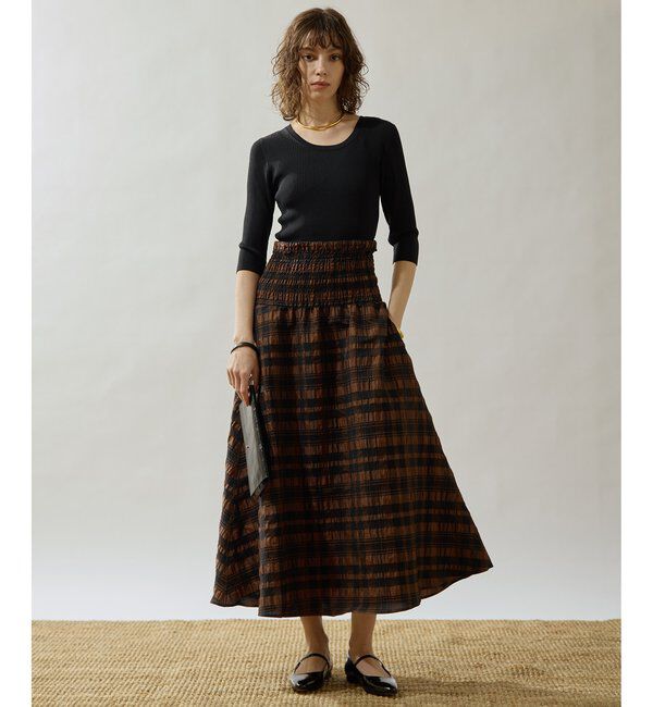 Drawing Numbers「【Drawing Numbers】チェックジャガードシャーリングスカート」|スカート|