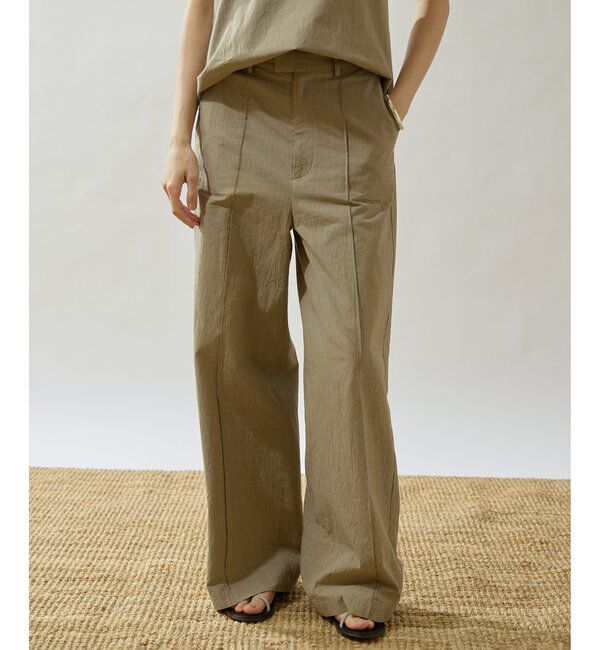 Drawing Numbers「【Drawing Numbers】オーガニックコットンチェックワイドパンツ」|チノ|ベージュ