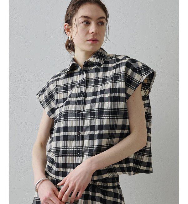 Drawing Numbers「【Drawing Numbers】チェックジャガードフレンチシャツ」|シャツ・ブラウス|