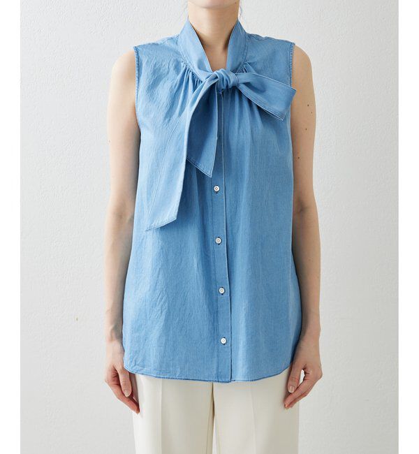 Drawing Numbers「【Drawing Numbers】ソフトデニムボウタイブラウス」|シャツ・ブラウス|