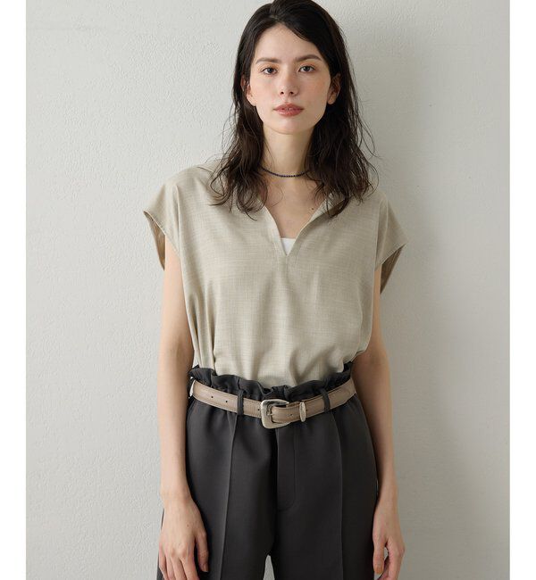 Drawing Numbers「【Drawing Numbers】フェイクリネンフレンチスキッパーブラウス」|シャツ・ブラウス|